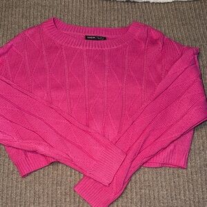 SHEIN Bright Pink Cropped Crew Neck Sweater- SIZE SMALL! NBW